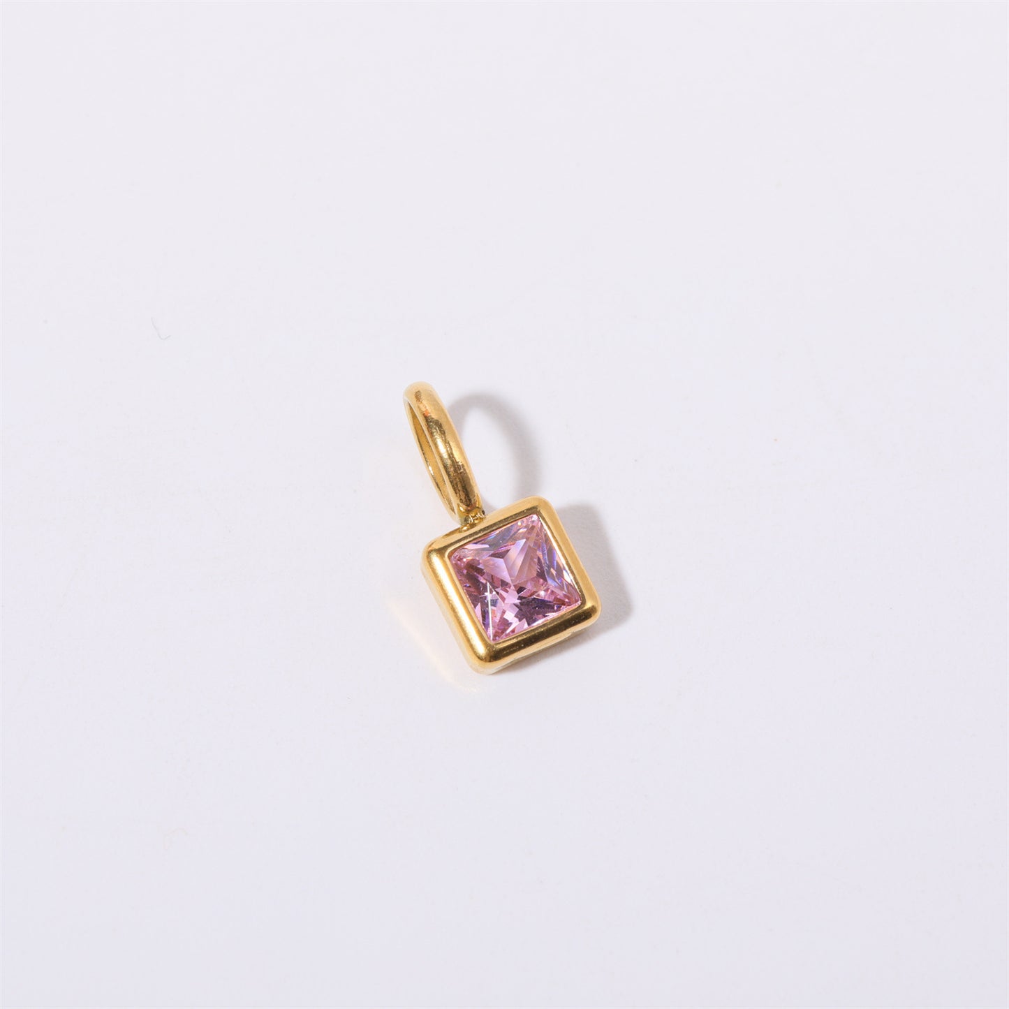 Stainless Steel Square Birthstone Pendant