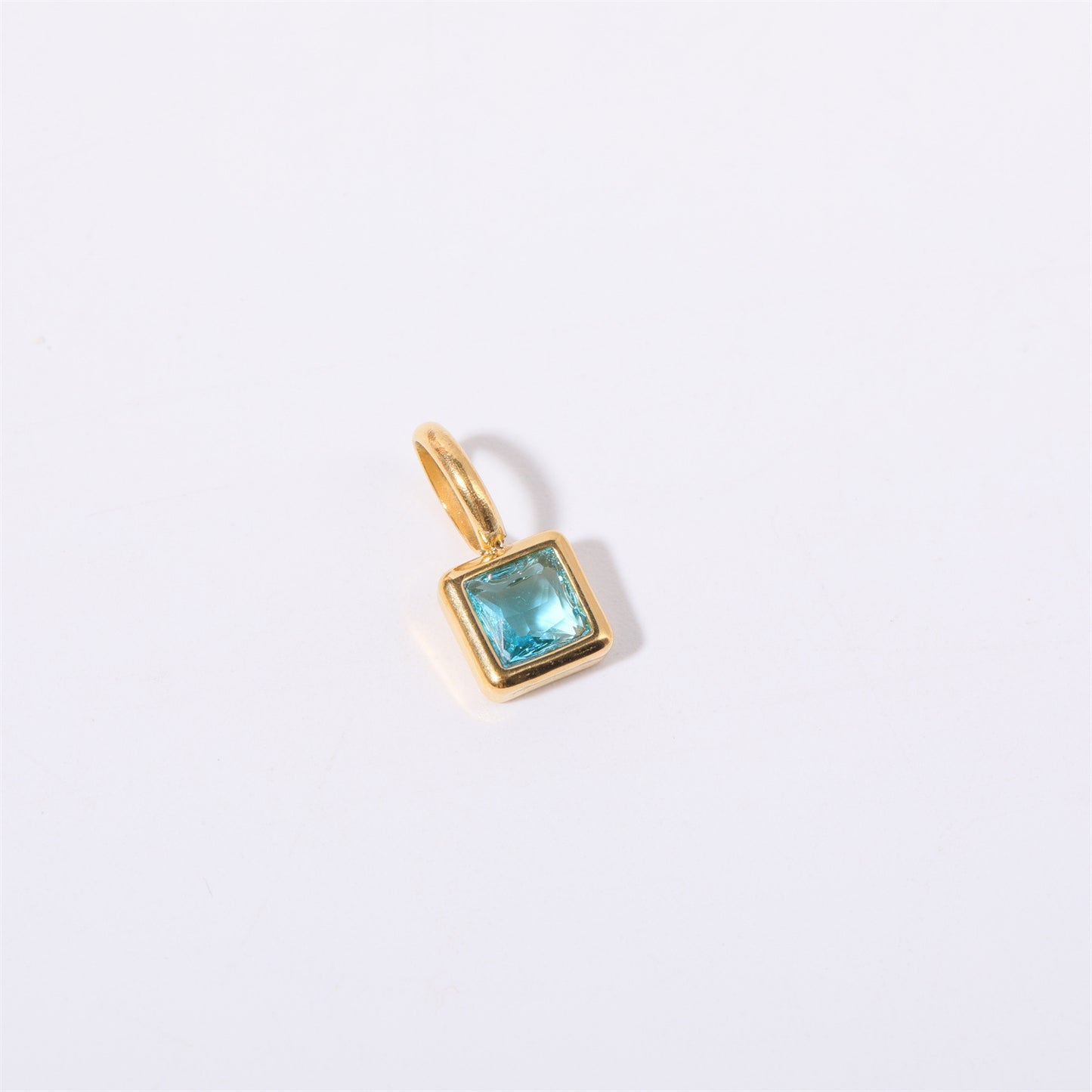 Stainless Steel Square Birthstone Pendant