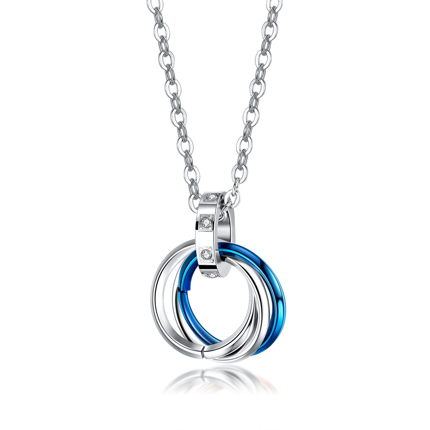 Stainless Steel Three Rings Pendant Couple Necklace