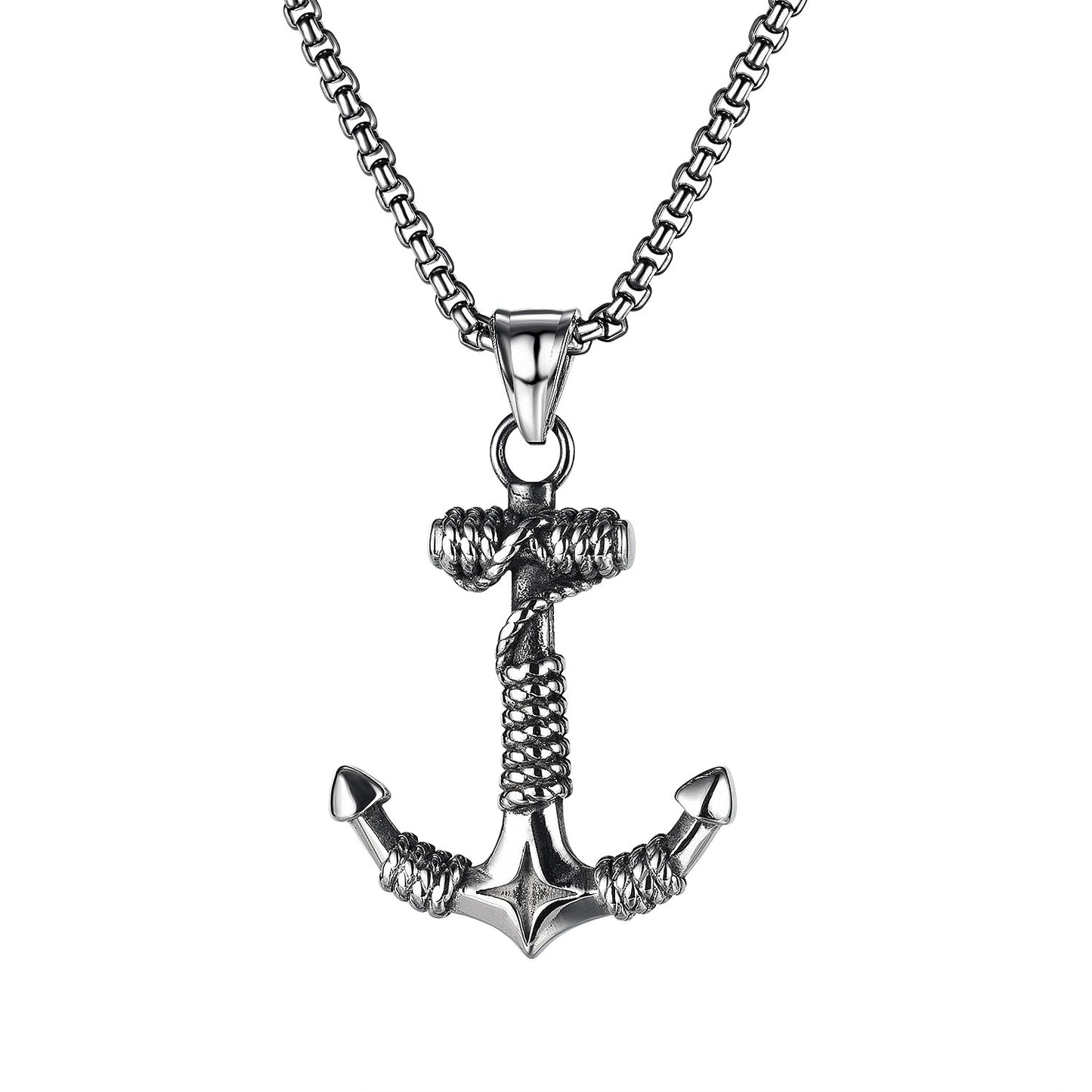 Stainless Steel Anchor Charm Pendant Necklace