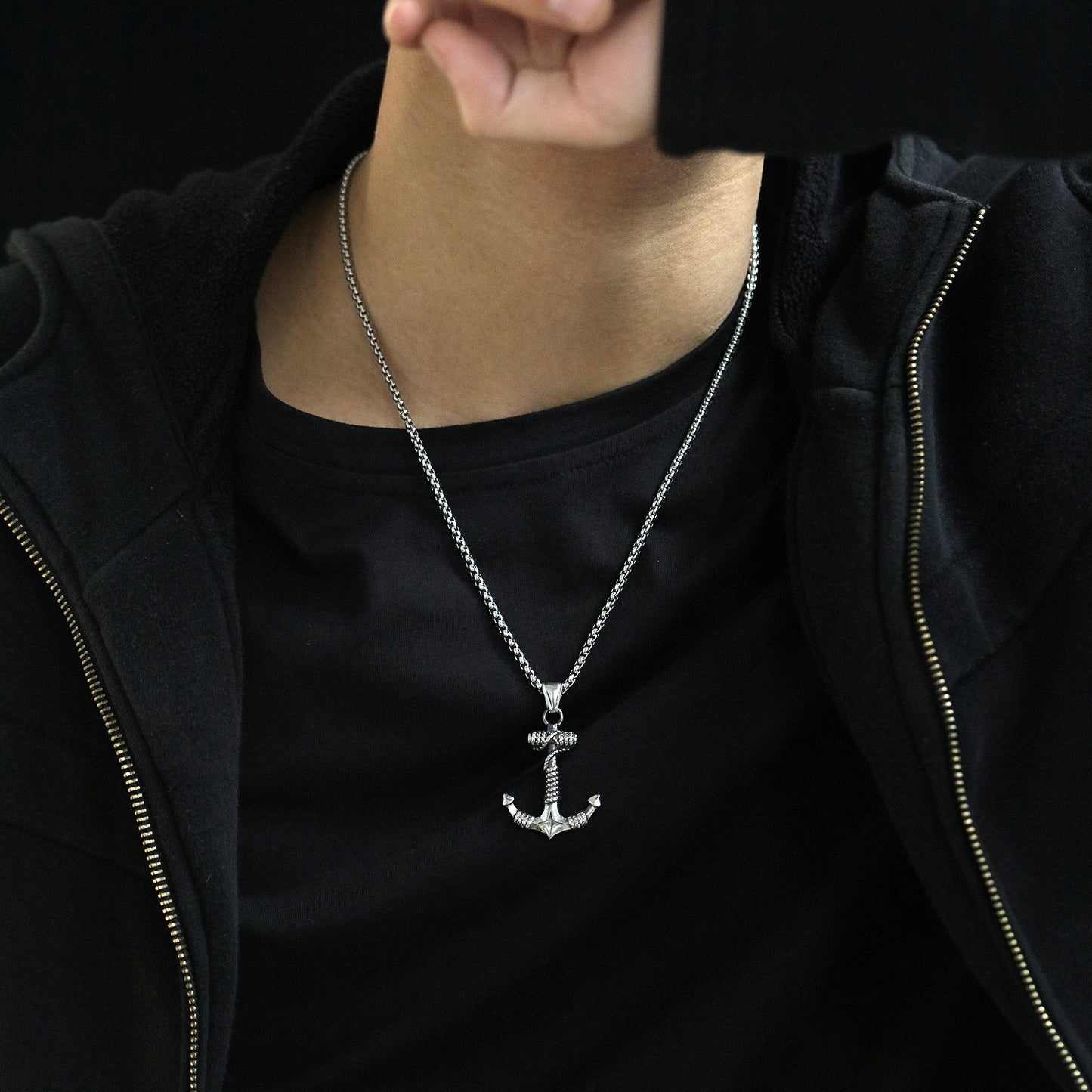 Stainless Steel Anchor Charm Pendant Necklace