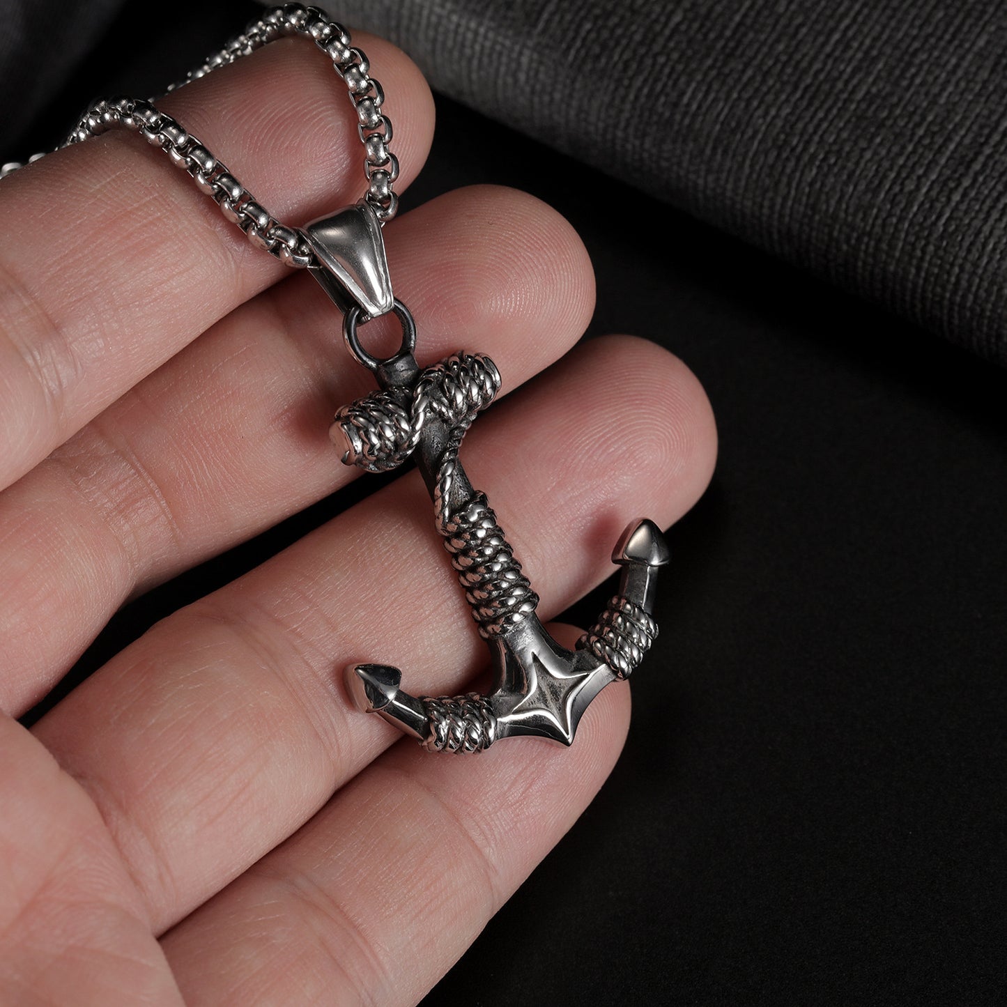 Stainless Steel Anchor Charm Pendant Necklace