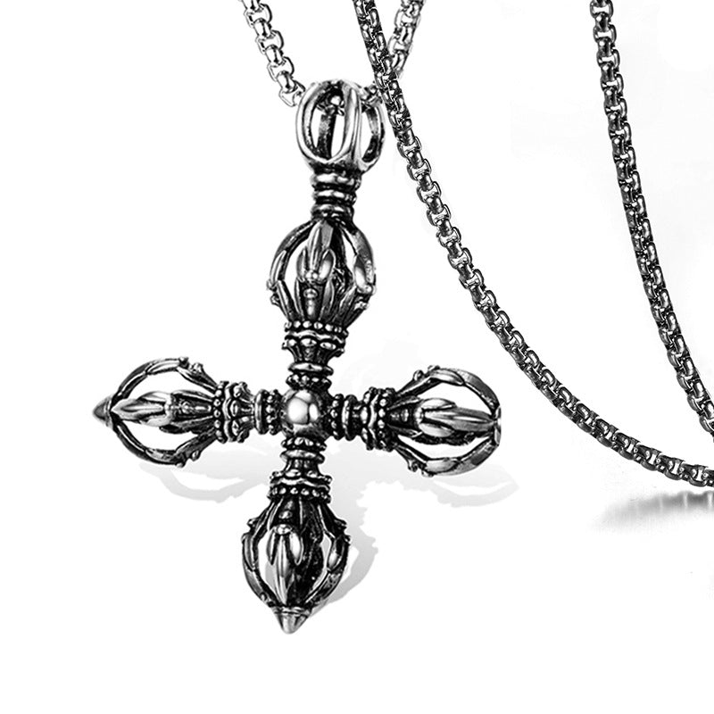 Stainless Steel Pestle Cross Necklace