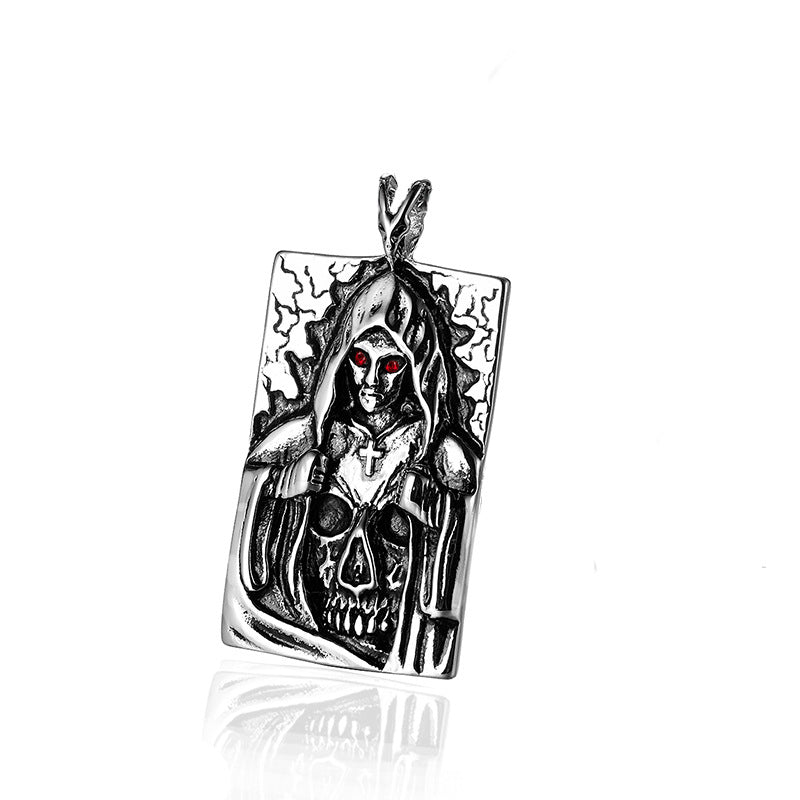 Stainless Steel Devil Cross Pattern Pendant Necklace