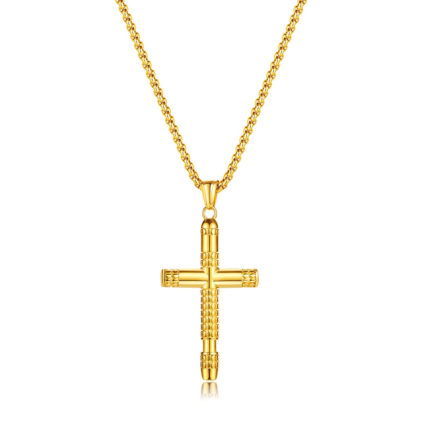 Collier pendentif croix vintage en acier inoxydable