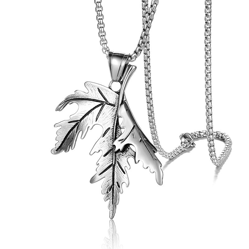 Collier feuille en acier inoxydable