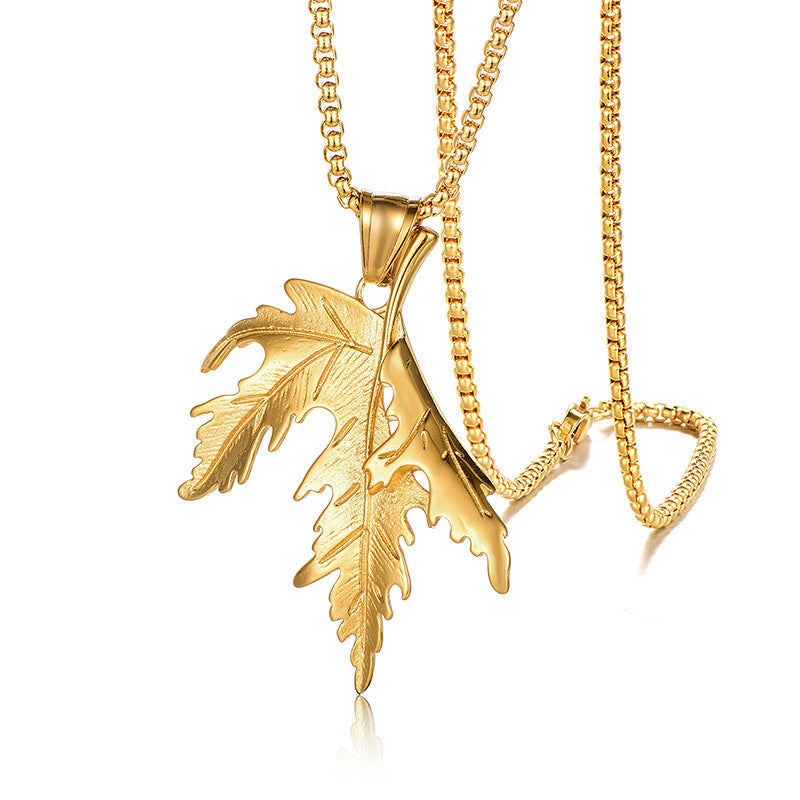 Collier feuille en acier inoxydable