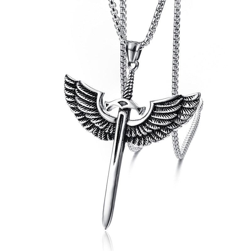 Stainless Steel Wing Sword Necklace
