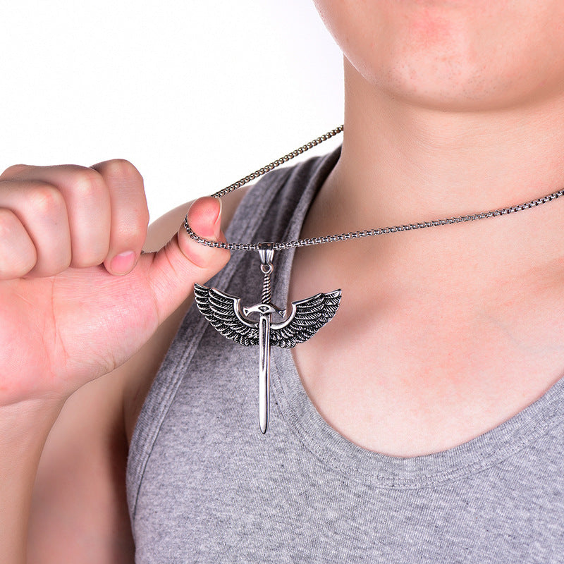 Stainless Steel Wing Sword Necklace