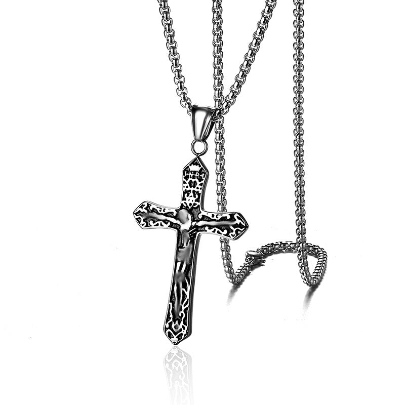 Stainless Steel Punk Cross Pendant Necklace