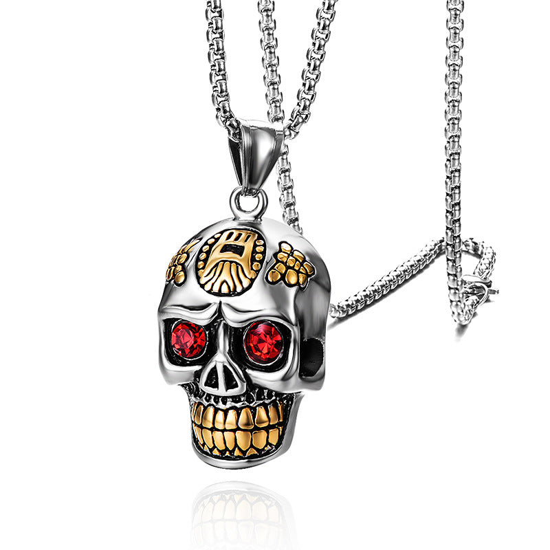 Collier pendentif créatif en acier inoxydable avec tête de mort