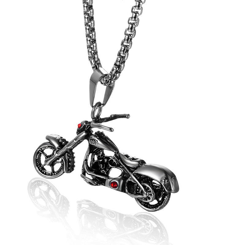 Stainless Steel Motorcycle Pendant Necklace