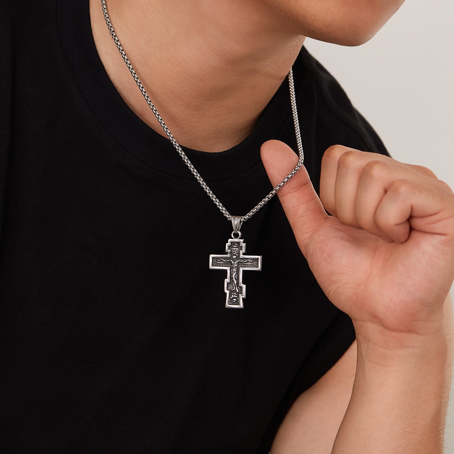 Stainless Steel Vintage Punk Cross Necklace