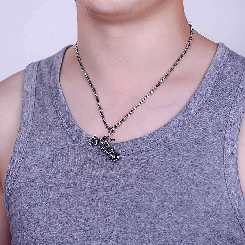 Stainless Steel Motorcycle Pendant Necklace