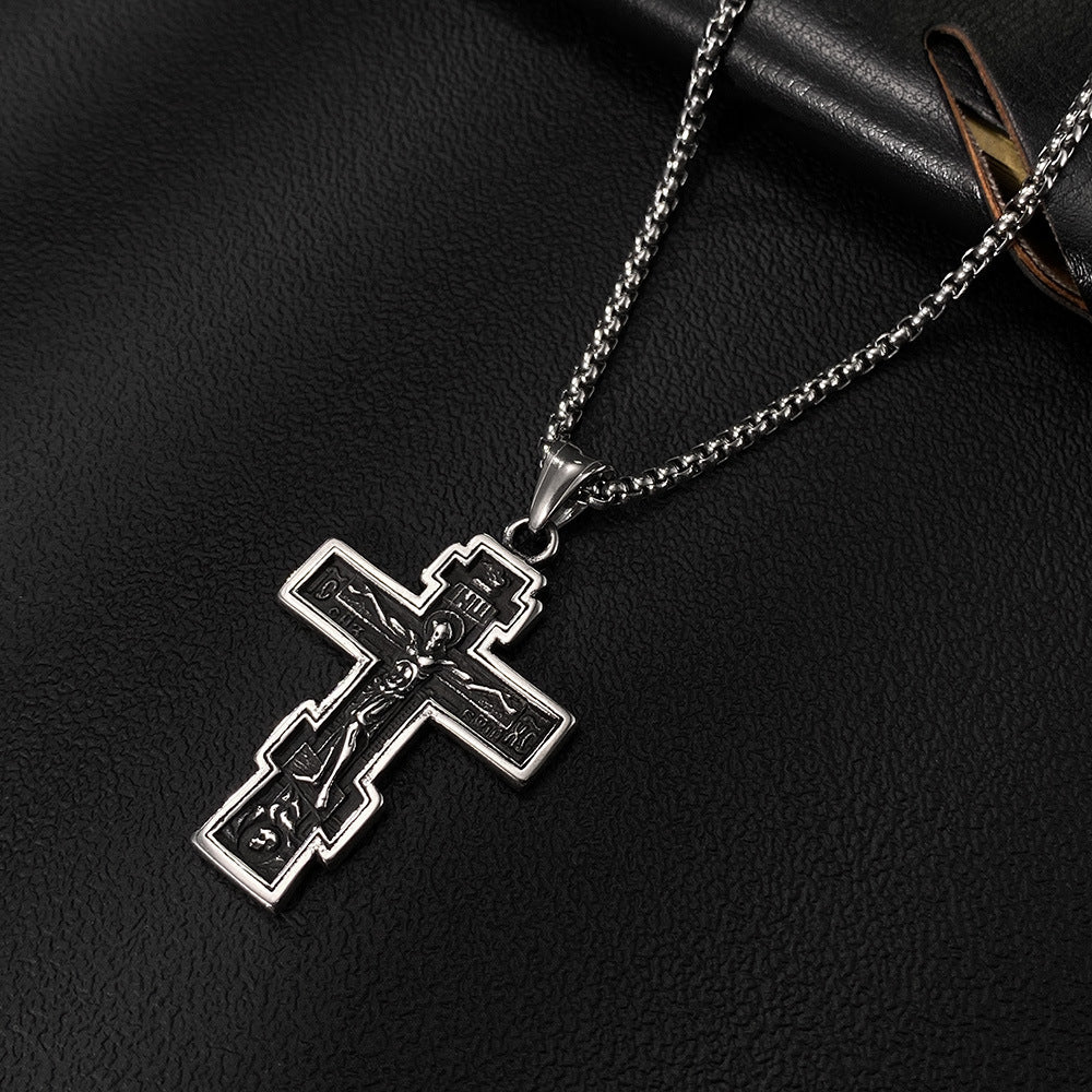 Stainless Steel Vintage Punk Cross Necklace