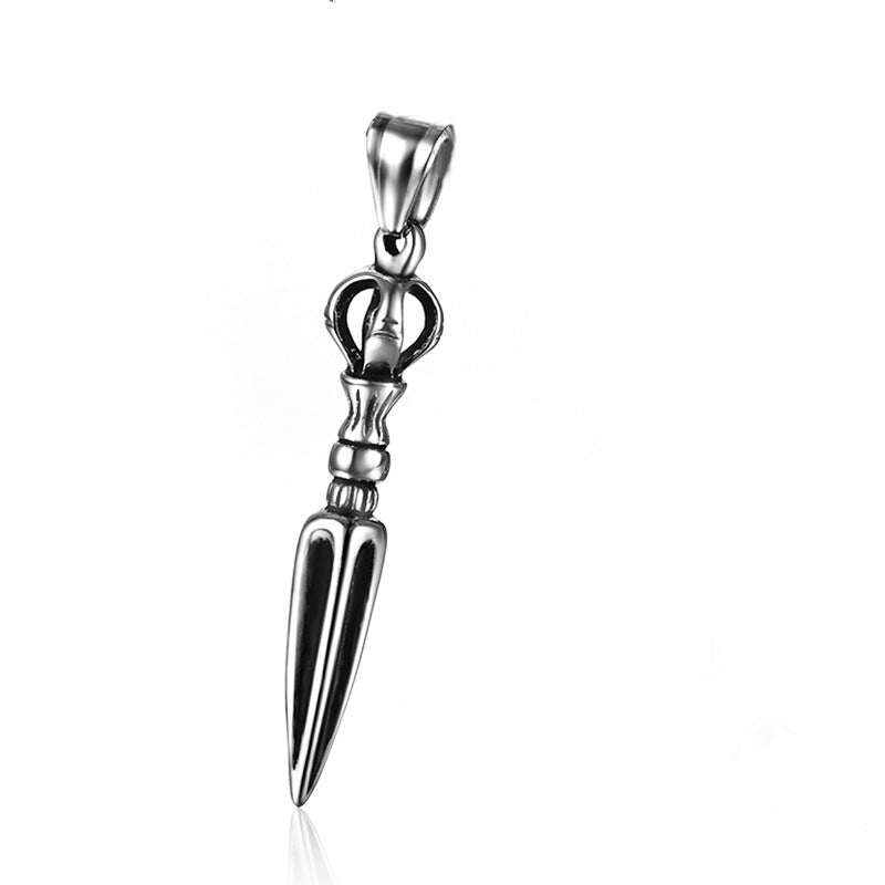 Collier avec pendentif en acier inoxydable représentant un instrument du Dharma