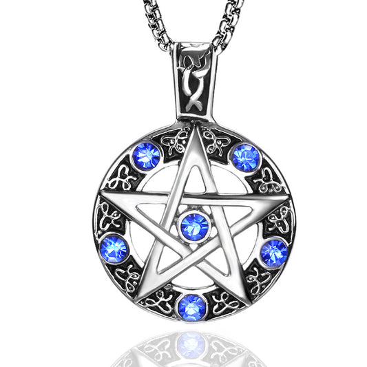 Stainless Steel Star Round Pendant Necklace