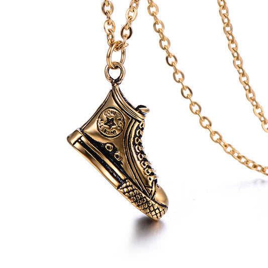Stainless Steel Canvas Shoe Pendant Necklace