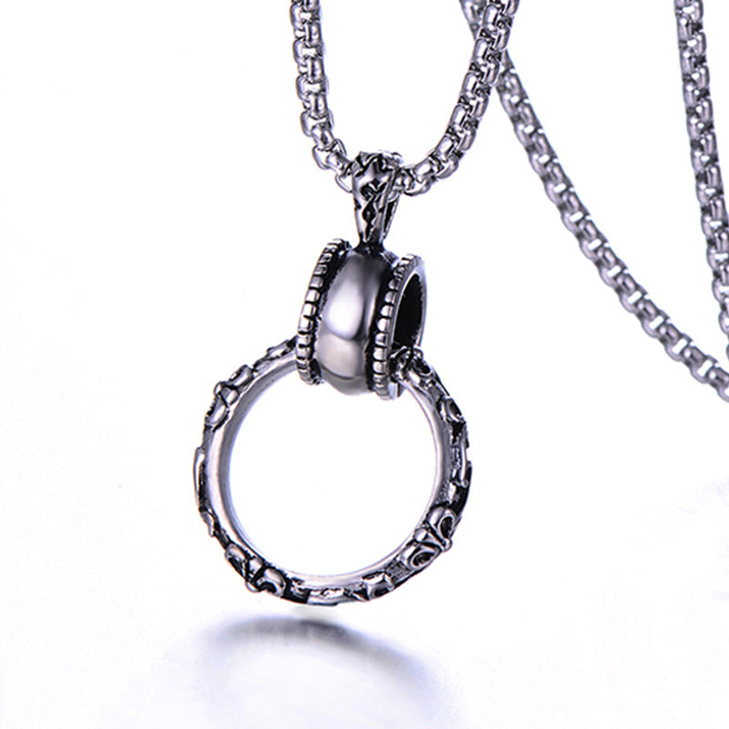 Vintage Hoop Pendant Stainless Steel Necklace