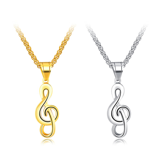 Stainless Steel Musical Note Necklace