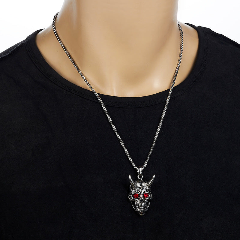 Collier avec pendentif tête de mouton en acier inoxydable