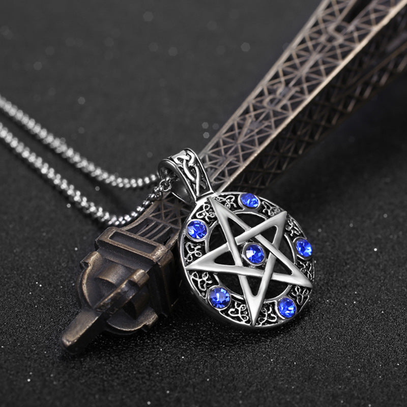 Stainless Steel Star Round Pendant Necklace