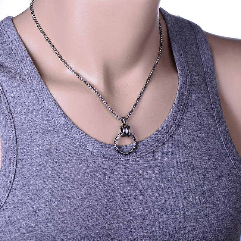 Vintage Hoop Pendant Stainless Steel Necklace