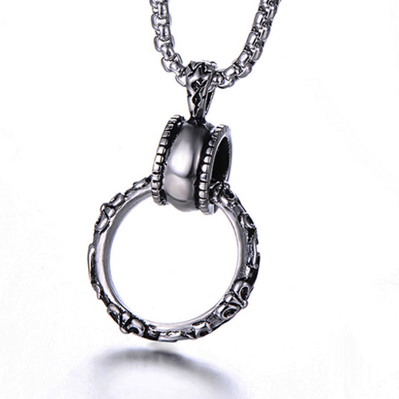 Vintage Hoop Pendant Stainless Steel Necklace