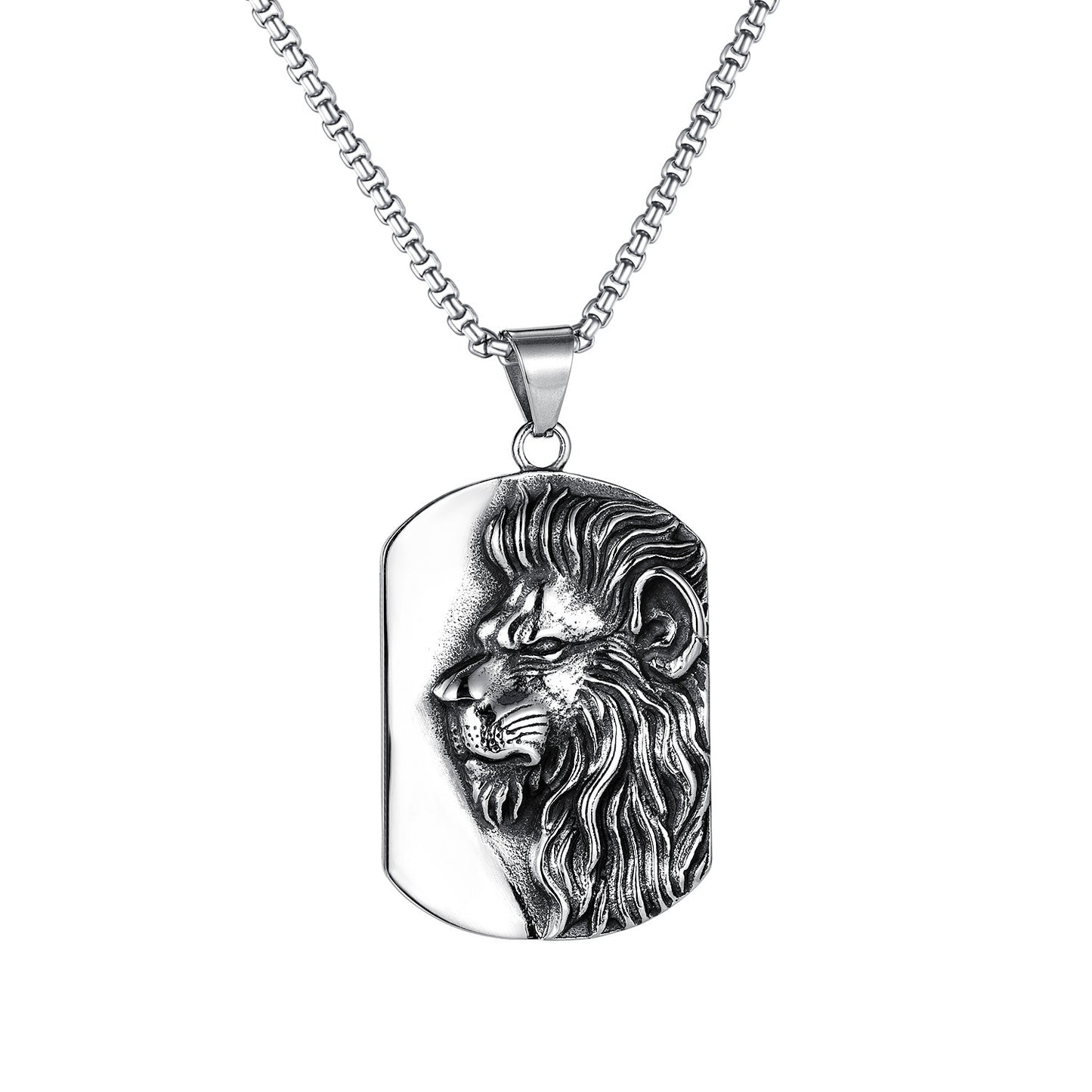 Stainless Steel Lion Head Pendant Necklace