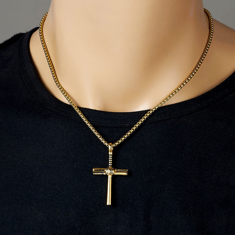 Stainless Steel Ball Cross Necklace