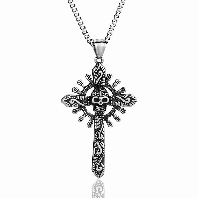 Stainless Steel Skull Cross Necklace