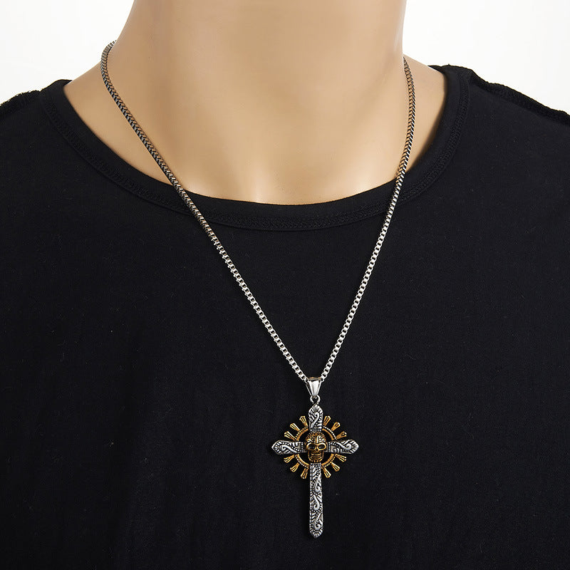 Stainless Steel Skull Cross Necklace