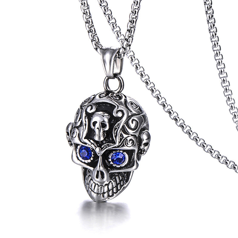 Stainless Steel Halloween Skull Necklace