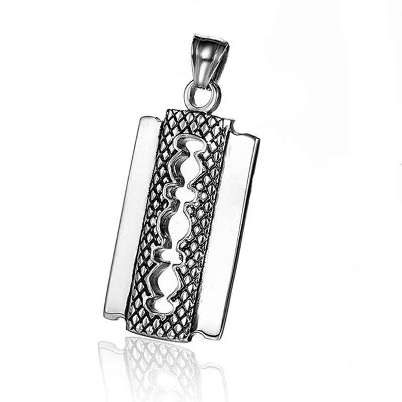 Stainless Steel Razor Blade Pendant Necklace