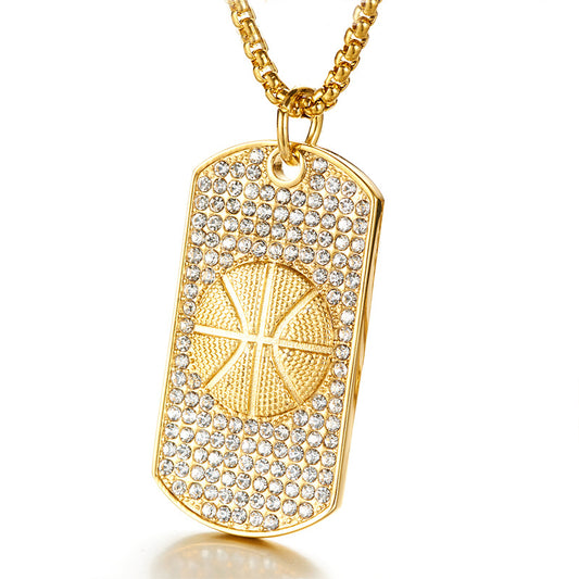 Stainless Steel Basketball Tag Necklace