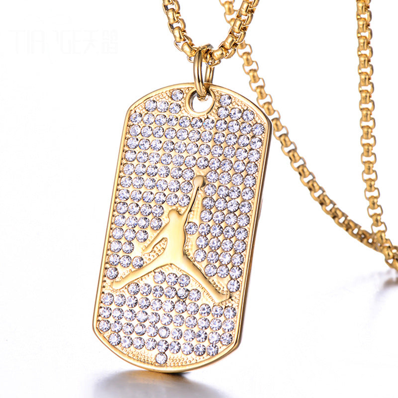 Stainless Steel Basketball Tag Necklace