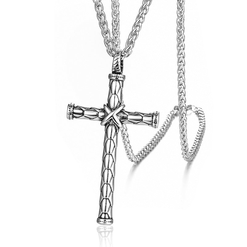 Vintage Pattern Cross Stainless Steel Necklace