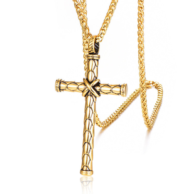Vintage Pattern Cross Stainless Steel Necklace