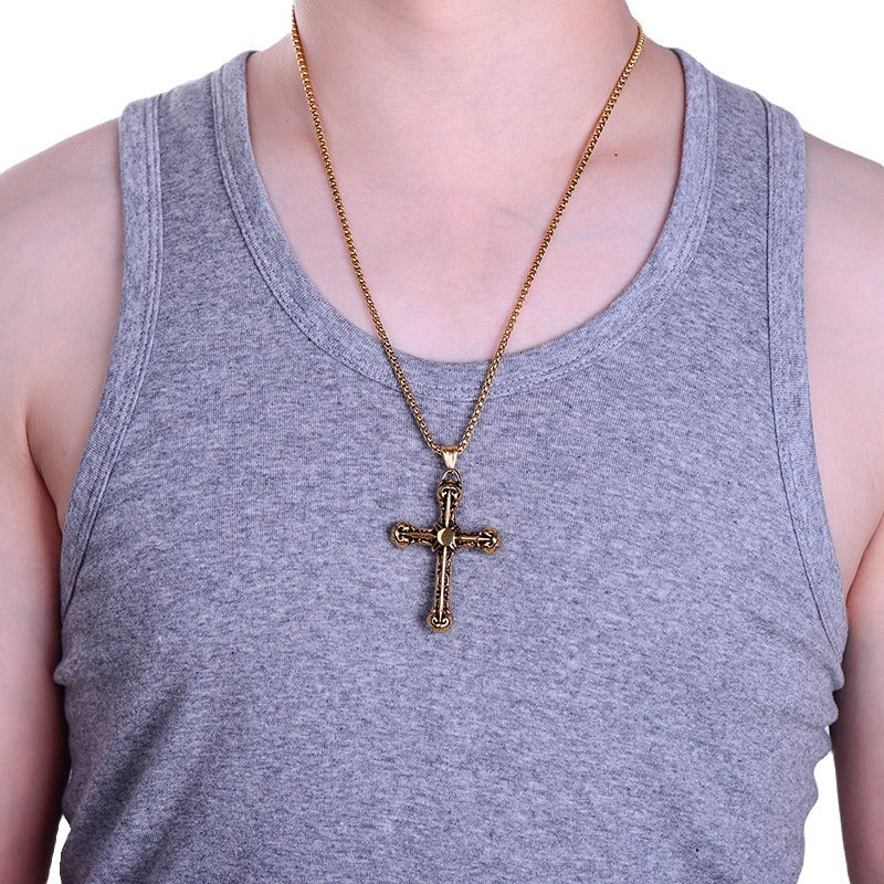 Stainless Steel Vintage Cross Pendant Necklace