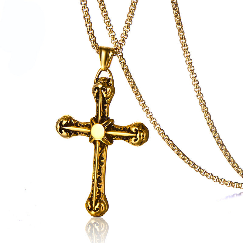 Stainless Steel Vintage Cross Pendant Necklace