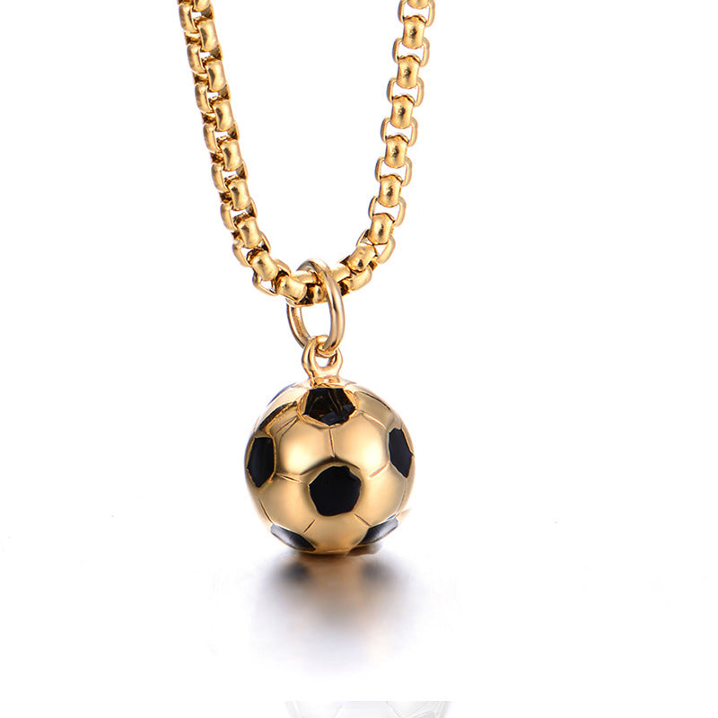 Stainless Steel Football Pendant Necklace