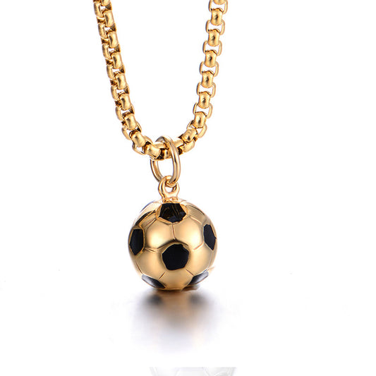 Stainless Steel Football Pendant Necklace