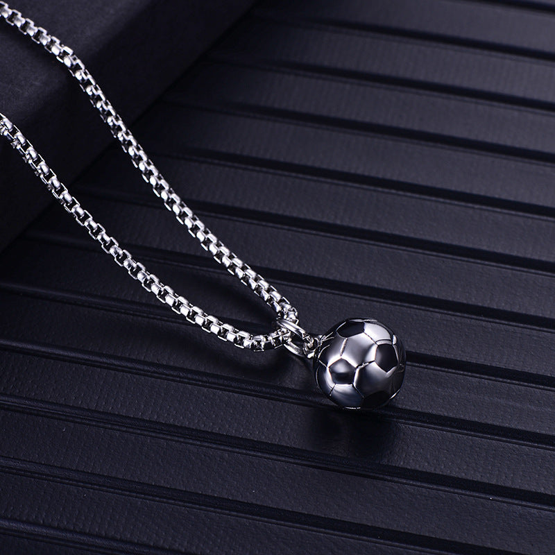 Stainless Steel Football Pendant Necklace