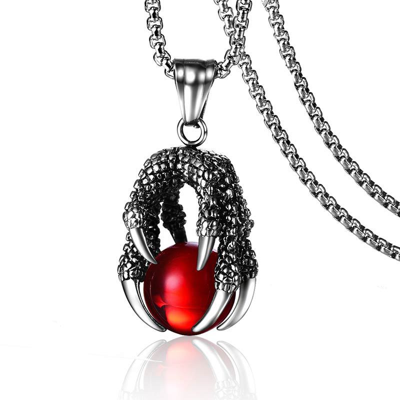 Stainless Steel Dragon Claw Bead Role Chain Necklace