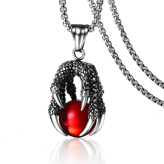 Stainless Steel Dragon Claw Bead Role Chain Necklace