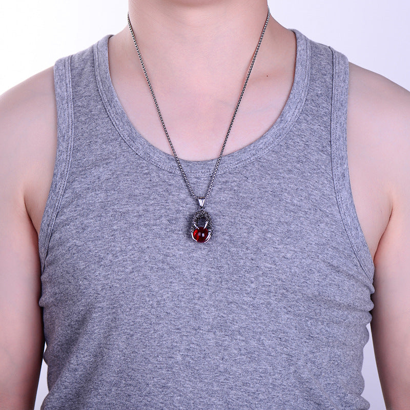 Stainless Steel Dragon Claw Bead Role Chain Necklace