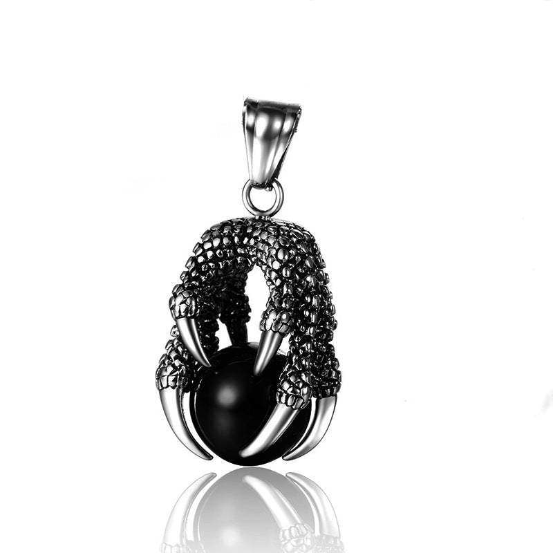 Stainless Steel Dragon Claw Bead Role Chain Necklace