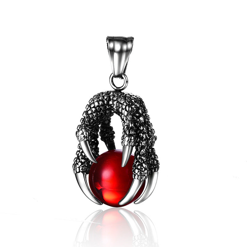 Stainless Steel Dragon Claw Bead Role Chain Necklace