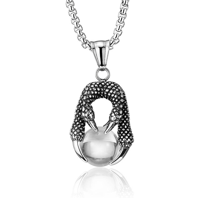 Stainless Steel Dragon Claw Bead Role Chain Necklace