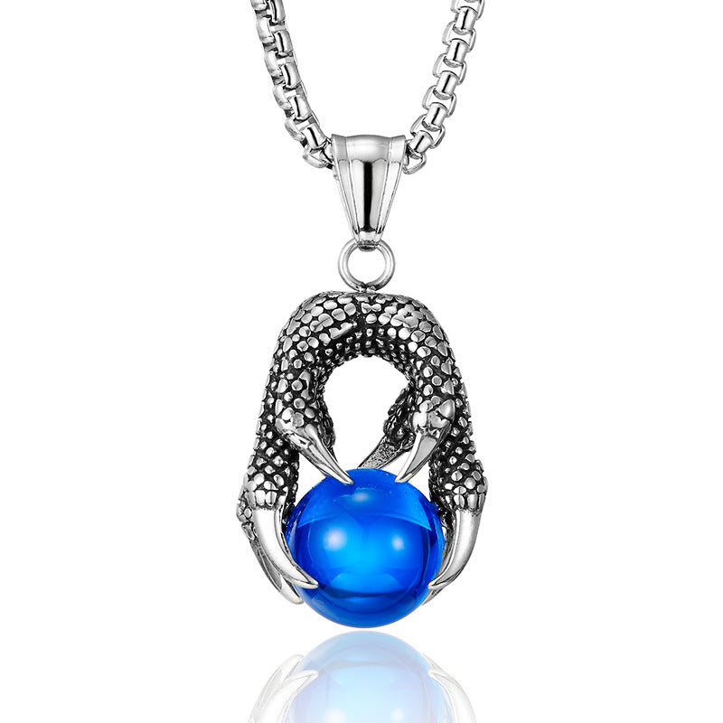 Stainless Steel Dragon Claw Bead Role Chain Necklace